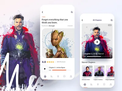 EBook Application 03 avengers avengersendgame batman book app book cover booking books doctor strange ebook ebook design ebook layout ebooks editorial ironman marvel