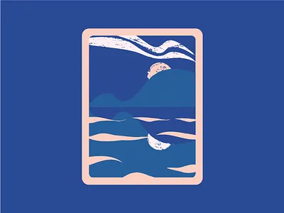 Texture & Colour Study 1 card illustration landscape moon mountain night reflection sea simple water
