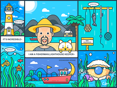 lighthouse keeper art boat dream house illustration lighthouse keeper mountain seaweed shell