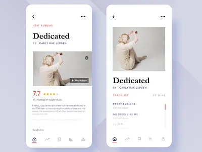 Music App Concept 2018 2019 2019 trend app appui design graphic ios minimal mobile modern music music app music player rating trend typography ui ui design ux
