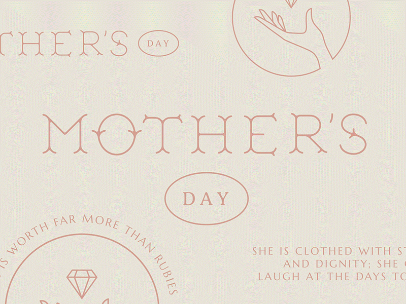 Mother's Day pt. II badge color custom environmental design floral logo mothersday people pink plants rubies sign type vector