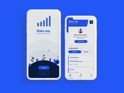 Data me app dashboard data design landing screen quantified self ui ux ui design