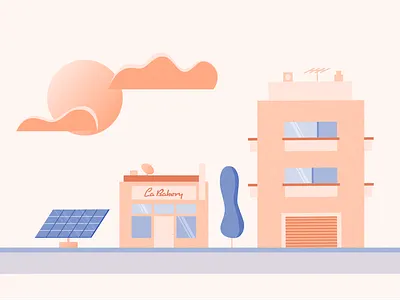 Neighborhood At Sunset cityscape illustration motion design neighborhood sunset