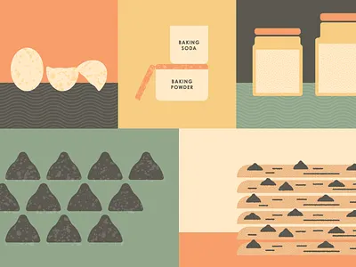 Cookies 5 color chocolate bar chocolate chip cookies cooking flat design flour food truck illustration kitchen simple sugar texture