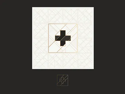 Deco concept cross deco gold icon logo