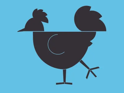 Chicken Walk Illustration backyard chickens black blue chicken chickens illustration minimal shapes simple vector