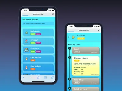 Pokemove Finder app app design bulbasaur design detective pikachu interaction mobile app design pikachu pokemon pokemon go sketch ui