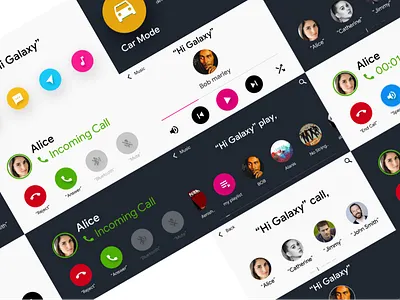Car mode phone app blackandwhite calling carui nightdark phone app player theme ui ux uiux userinterface uxdesign