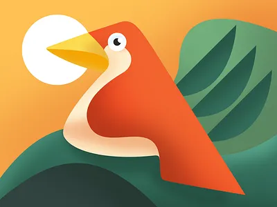 Ugly Bird animal bird bird illustration cartoon cute egg fly food forrest fun happy illustration kids leaves mascot mountain orange simple tree ugly