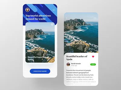 Travel blog app appui beach blog card clean finder ios mobile app modern places search tour travel travel app travel blog ui ux