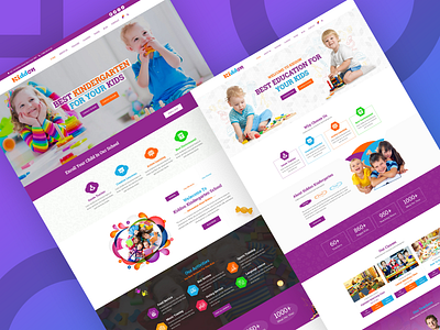 kiddon - kindergarten & preschool PSD Templates design education flat illustration kids kindergarten photoshop preschool typography ui ux website