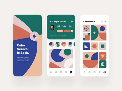 Picker: Splash, Profile, Discovery abstract app discovery explore feed ios menu mobile mobile screen profile screen splash ui ui ux ux