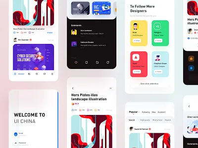 Uicn all app black card clean color design feed radesign rdd ui ux