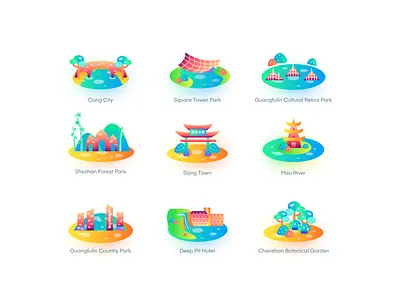 landmark building icon 4 design flat icon identity illustration illustrator logo ui vector web website