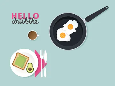Hello dribbble design first shot flat flat design hello dribbble illustration vector