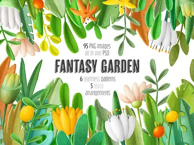 Garden collection bloom cartoon doodle drawing flowers garden greenery illustration spring summer