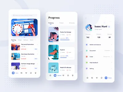 Course learning application design ui ux 图标 设计