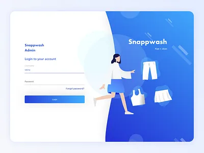 Snappwash Laundry - Web Admin clean dashboard design login ui uiux web web design website
