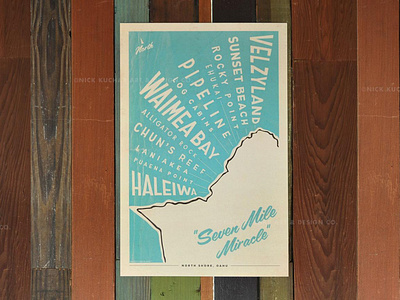 Seven Mile Miracle aloha hawaii illustration map north shore oahu print surf surf art vintage