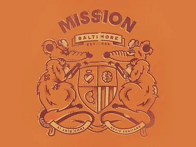 Mission Coat of Arms baltimore coat of arms design eye patch fighting gut heart illustration mind rats vector