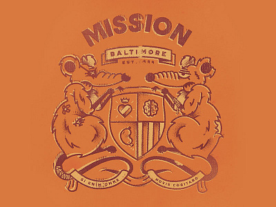 Mission Coat of Arms baltimore coat of arms design eye patch fighting gut heart illustration mind rats vector