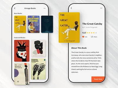 Vintage ebook App app design application book app book cover book deisgn books ebook cover ebook layout mobile app vintage