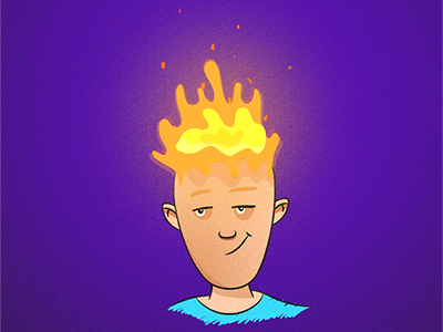 Firehead animation animation 2d branding character concept design expression face fire flat illustration illustrator loop motion motion design motion graphics portrait rig rigging vector