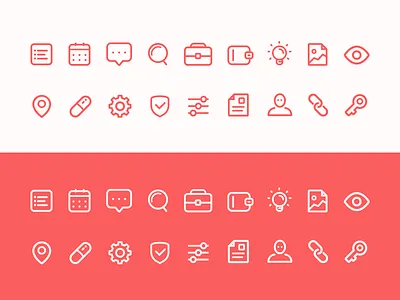 Misc Rounded Icons Set 🎲 app concept icon icon design icon set iconography icons icons design icons pack illustration ios line icons material red rounded simple ui vector white