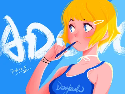 Practice 5 animation blue and white brief strokes cartoon characters cartoon design character expression character illustration colorful girl hair hand painting yellow