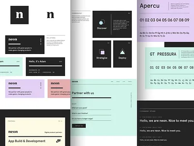 Neon Brand Guide brand brand design brand designer brand guide brand guidelines brand identity branding icon landing page logo logo designer modern design styleguide typography