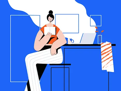 Today a reader, tomorrow a leader adobe charachter dribbble editorial flat illustration reader reading vector window