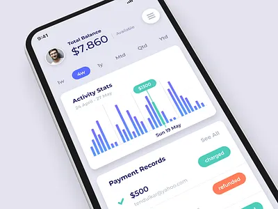 Payment Gateway - Exploration app balance charts currency gateway ios money payment sales stats wallet