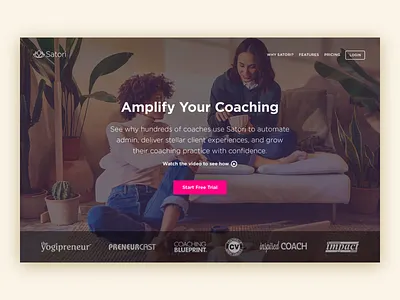 Satori Website clean coaching cta design flat hero hero image home page homepage interface relaxed startup tech ui user interface ux web web app web site website