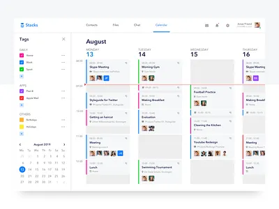 Agenda Concept agenda app application branding calendar cards chat concept date design files illustration info month time typography ui ux vector web