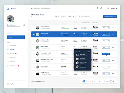 Datacare Web App - Master Data blue card clean dashboard data management minimal pagination profile web app website white