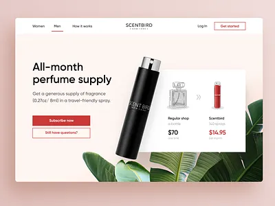 Perfume subscription service art branding clean design flat graphic design landing landing page landing page design logo main page material perfume promo ui ux vibrant
