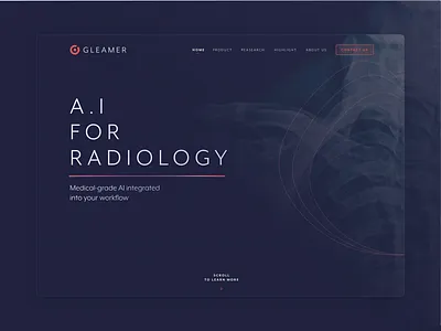 A.I for Radiology Landing Page clean dark ui design dribbble interface landingpage popular product screen shot sketch tech ui uidesign website