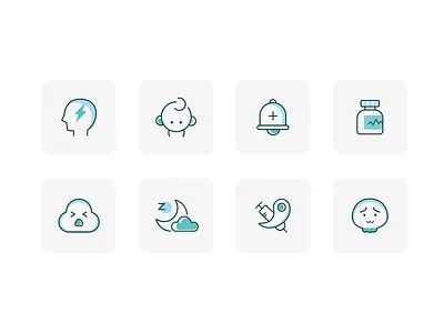 Mental health icons anxiety children depression drug head health icon mental remind sleep treatment