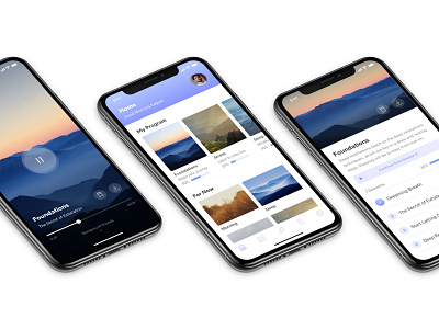 Meditation audio bookmark continue detail download health home ios iphone layout meditation mental mindfulness minimal music player progress