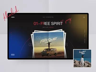 Vevo, Khalid art black concept fashion grid interaction interface minimalism music obys photo red redesign typography ui ux webdesign