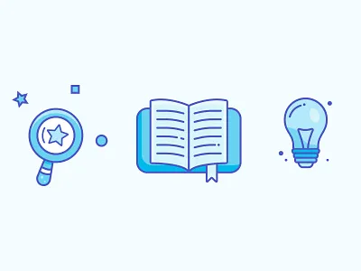 Searching For Ideas book design icon illustration illustrator lamp logo minimal vector