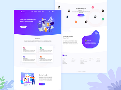 Landing Page (Banking) animation app branding clean design icon illustration illustrator minimal type typography ui vector