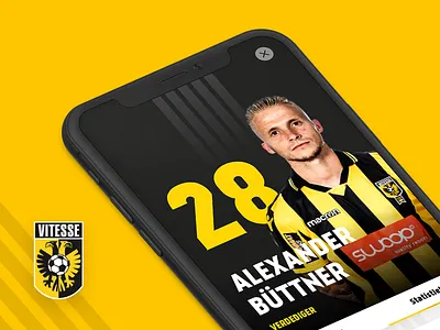 Vitesse Soccer App - Player Profile app clean interface ios iphone iphonex mobile mockup player player card player profile player ui profile soccer sports ui ux vitesse voetbal