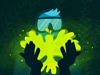 Undersea Mystery bright character design digital fantastic fantasy glow graphic illustration imagination magical mystery neon ocean procreate sketch style texture