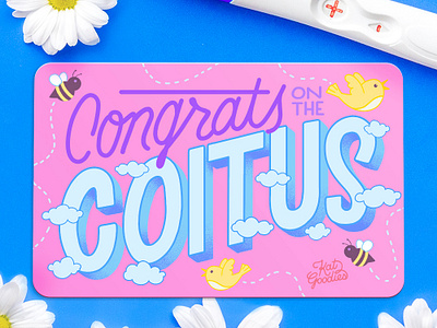 Coitus bees birds custom type floral gift card gift cards gift certificate illustration lettering pastel type typography