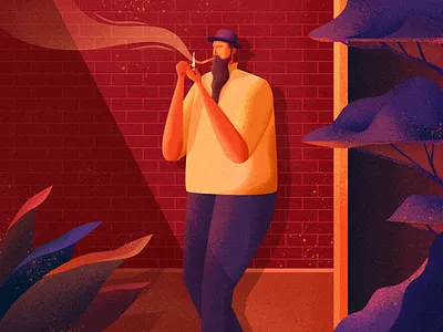 Smoking man a person cigarette illustration leaning against the wall light lonely man matches moustache plant smoke smoking tree uncle wall