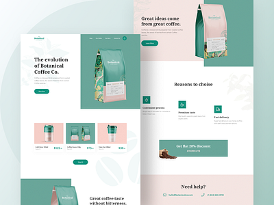 Botanical Coffee Co Landing Page #1 2019 app branding coffee bean coffee website ecommerce identity landing page landing page design minimal modern design online shop popular design product design trending design typography ui ux webapp design website design