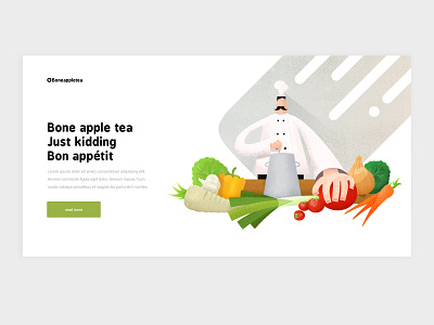 Landingpage appetite bone chef cooking cuisine header illustration landingpage landingpagedesign spatula web webdesign website
