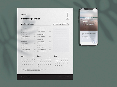 Brass Summer branding clothing fashion mobile planner plants print summer web