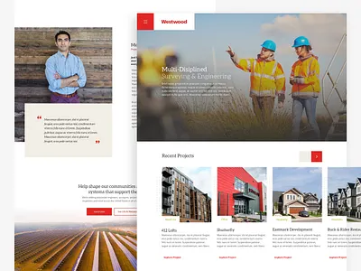 Westwood components engineering hamburger menu hero red slider website